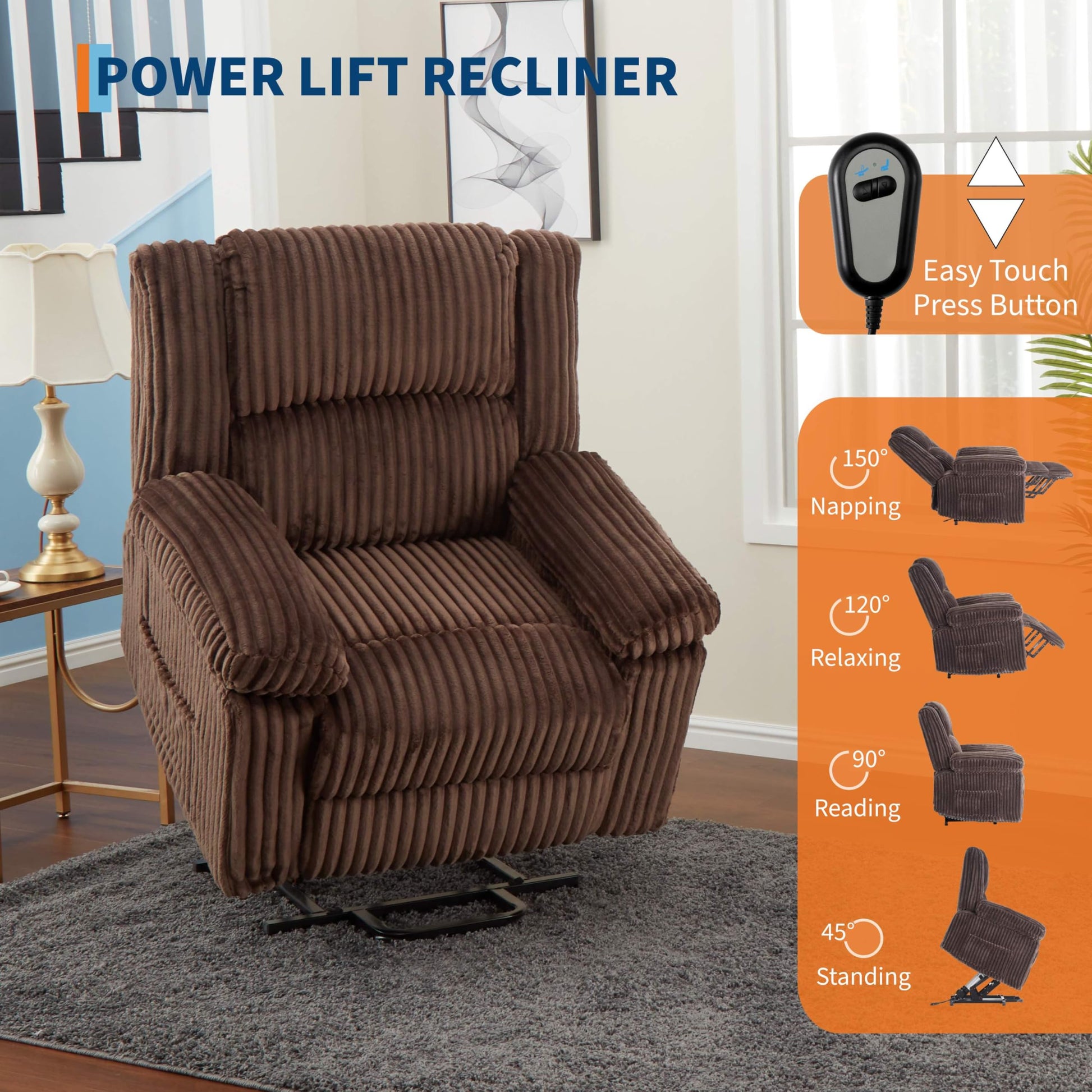 Mando a distancia con 5 modos de masaje y calefacción lumbar del sillón reclinable Garvee