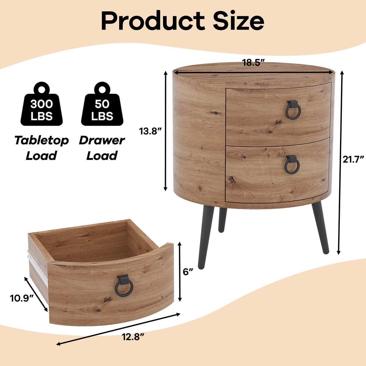 MDF impermeable y patas metálicas negras con bases antideslizantes de la mesa Garvee